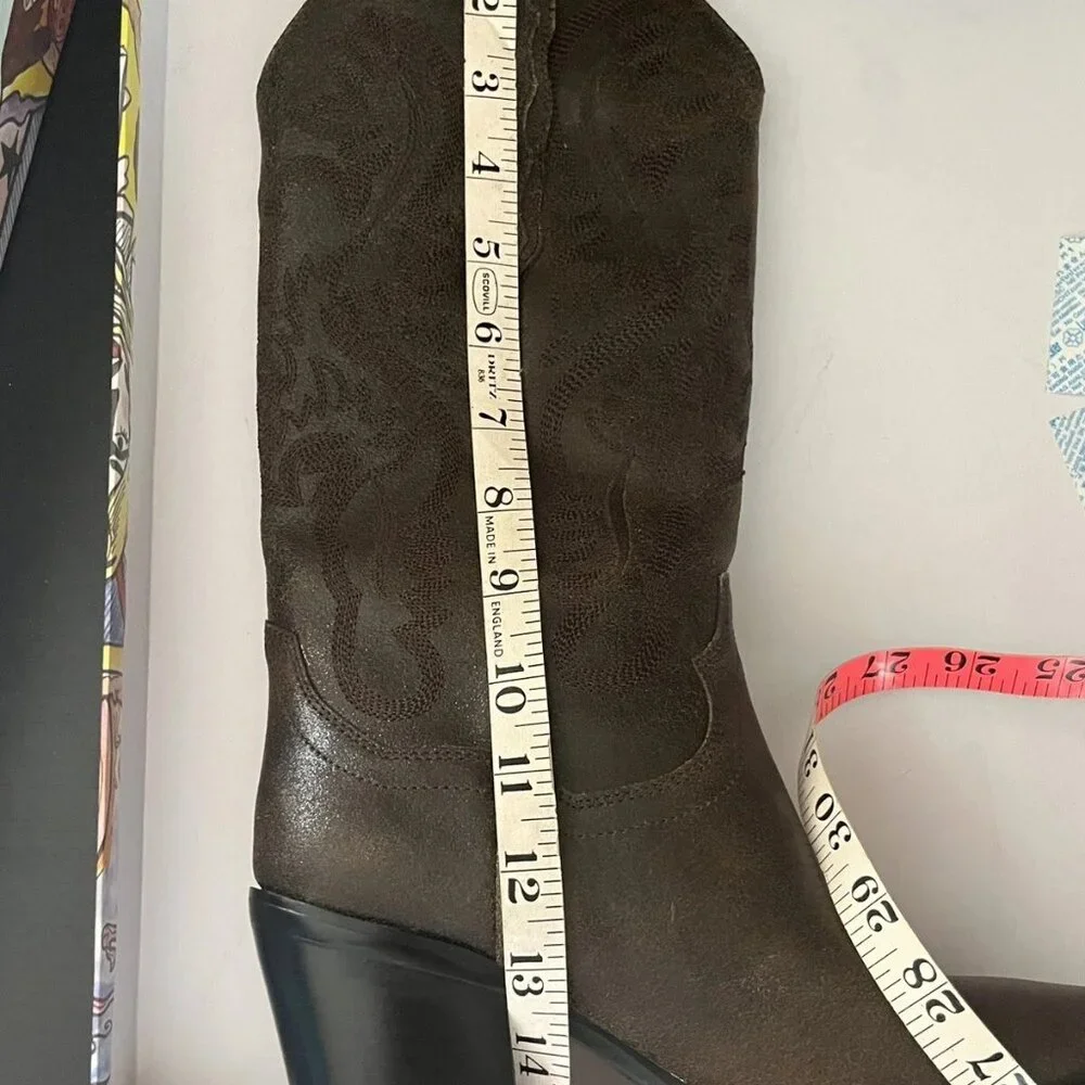 Jeffery Campbell Free People Dagget Chocolate Tan Distressed Boots Sz 6 - Picture 9 of 11